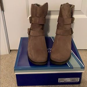 Chastity moto style ankle bootie